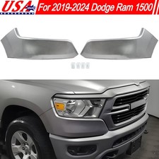 Fit 2019-2024 Ram 1500 Billet Silver Front Upper Bumper End Cover Panel W/O Hole picture