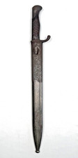 Original WWI German Army Butcher Blade Sawback Bayonet and Scabbard, Marked 