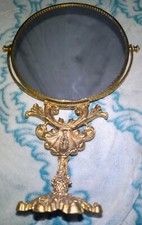 Vtg 24k Mirror Gold Plated Stylebuilt 2 Sided Magnifying Flip Vanity Standing picture