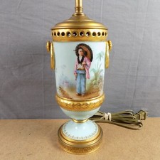 Louis Malpass Japonica French Porcelain Table Lamp Robin's Egg Blue & Gold picture