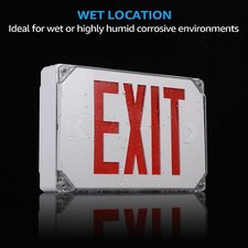 2/4 Pack LED Exit Sign with Battery Backup, UL Listed, Weatherproof, AC 120/277V picture