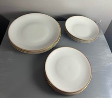 RARE Vintage Hutschenreuther Arzberg Germany Dinnerware Gold Trim 2490 Set 12 picture