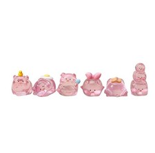 Miniature Pigs Piglets Set of  Vintage Tiny Pigs Glass Pink picture
