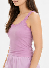 GAP Women's Ribbed Lace-Trim Sleep Tank Top Lavender Pink Size:L NWT picture