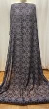 100% High Quality Silk Batiste Geometric Tile Blue Print Fabric By 56
