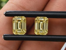 Certified 1 Ct Elegant Yellow Emerald Cut Lab Grown CVD Loose Diamond VVS1 picture