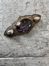 Vintage 1940s 10k Gold Pearl Filigree Exquisite Brooch picture