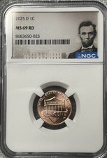 2025 D Lincoln Shield Cent 1C NGC MS69 RD Lincoln Label THE LAST REAL PENNY picture