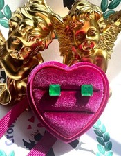 Beautiful Natural Zambia Emerald 14k Solid Yellow Gold Emerald Stud Earrings  picture