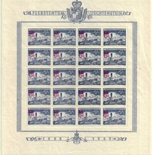 1952 Liechtenstein Mini Sheets 244 Unified 282 Michel Overprinted Catalog 271 picture
