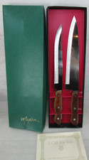 Vtg Maxam Steel Knife Set 2 Piece Full Tang Wood Handle 8
