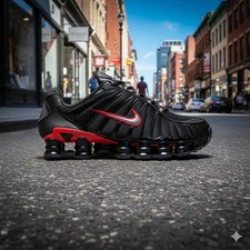 Men's Nike Shox TL Shoes - Black/University Red/Metallic Silver CN0151-003 picture