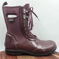 Bogs Sidney Cravat Boots Women 10 Burgundy Waterproof Insulated Rain Snow Winter picture