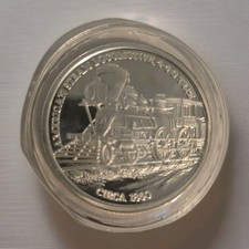 SilverTowne 1 oz .999 Fine Silver Vintage Round American Steam Locomotive 4-4-0  picture