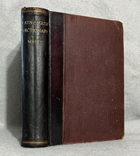 Antique English Latin Dictionary Book White Grammar Lexicon Language c. 1890s picture