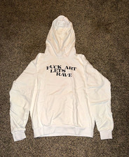 Midnight Studios Men’s White Graphic Print Pullover Hoodie Cotton Fleece M picture