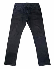 UNIQLO Mens Stretch Selvedge Jeans 32x32 Black Slim Straight Low Rise Denim picture