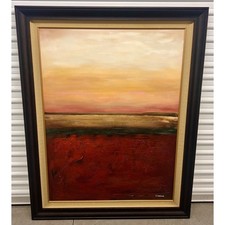 Mid Century Modern Abstract Expressionist Oil Painting on Canvas by C. Andrews picture