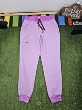 figs zamora jogger scrub pants ankle slim size S lavender purple drawstring picture