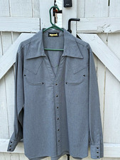 Manuel Men's L Gray Western Snap-Front Button-Up LS Custom Shirt picture