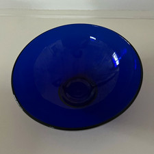 Lovely Vintage Cobalt Blue Glass Serving Bowl  7 3/4” picture