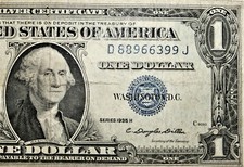1935 H $1.00 Silver Certificate Dollar Bills - Blue Seal ⭐409⭐ picture