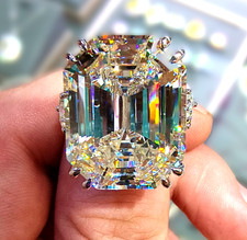 Rare 35 Ct Certified Treated Off White Engagement Ring with Diamond Accents, 925 picture