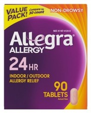 Allegra 90ct 180 mg Eye Allergy Treatment Tablets for Adult  picture