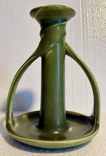 VTG 1922 ROOKWOOD Arts & Crafts Matte Green Candle Stick / Holder #2074 picture