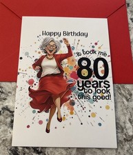 Funny 80th Birthday 80 Years Look This Good 4.6”x6.6” Blank Inside Greeting Card picture