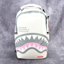 Sprayground Shark Central Saturdays Sharks Leather Backpack Unisex Plaid Beige picture