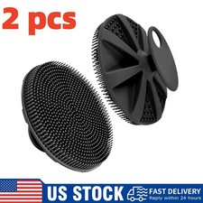 2x Food-Grade Soft Silicone Body Scrubber Shower Brush Handheld Cleaning Brush picture