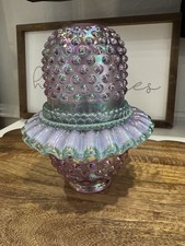 Gorgeous Fenton Rose Magnolia 3 Piece Hobnail Fairy Lamp picture