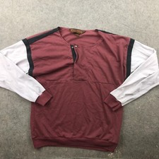 Vintage Huk-A-Poo Mens Shirt XL Maroon Gray Snap Long Sleeve Pullover Casual picture