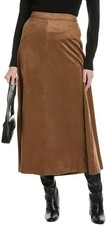NWT Vince Camuto Faux-Suede a-Line Maxi Skirt - Camel Size:L picture