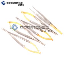  5 GERMAN Castroviejo Micro Scissors Needle Holder STR + CVD Forceps Dental EYE picture