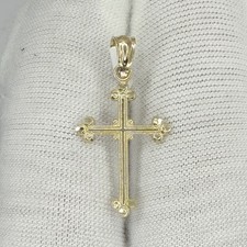10k Yellow Gold Unisex Cross Religious Charm Pendant Jewelry Gift For Her picture