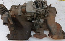 Used OEM GM 347 2BBL Intake Manifold w/ Carburetor 523813 1957 Pontiac (WRM26) picture