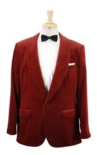 J Crew Ludlow Red Shawl Lapel Dinner Velvet Slim Fit Jacket Blazer 44R picture