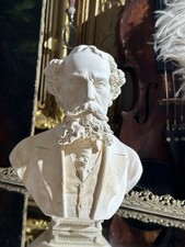 Antique Vintage Plaster Chalkware Bust of Charles Dickens 8” picture