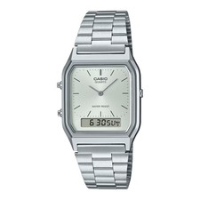 CASIO AQ-230A-7AMQY AQ-230A-7A A/D QUARTZ SILVER DIAL STEEL WATCH picture