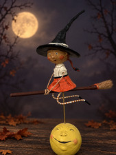 Lori Mitchell Becca's Broom Ride Halloween Witch figurine NEW 11