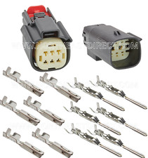 Molex 6 Pin Wire Connector, Harley BLACK Waterproof, Sealed Kit, MX150 with CPA picture