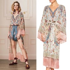 Camilla Jeanne Queen Wrap Size Small Floral Print Tassel Long Cover Up picture