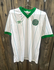 80s Umbro Celtic Football Club Soccer Jersey Shirt V-Neck White Green size XL picture