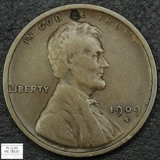 1909 S Lincoln Wheat Copper Cent 1C - Hit Mark picture