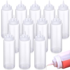 Singhoow 10 Pcs 32 oz Squeeze Bottle Large Plastic Wide Mouth Squeeze Bottles... picture