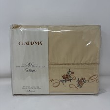 NOS Vintage Charisma Fieldcrest Twin Flat Sheet 360 Supima Char Cedar Rose USA picture