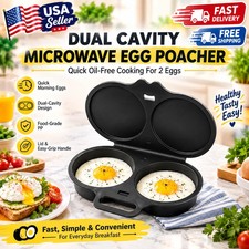 Dual Cavity Microwave Egg Cooker Steamer Mold Food Safe Egg Poacher picture