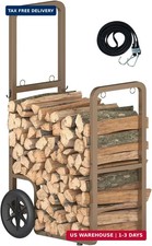 Easy-Assembly Firewood Cart, Rolling Log Carrier for Outdoor & Indoor Use, Wood picture